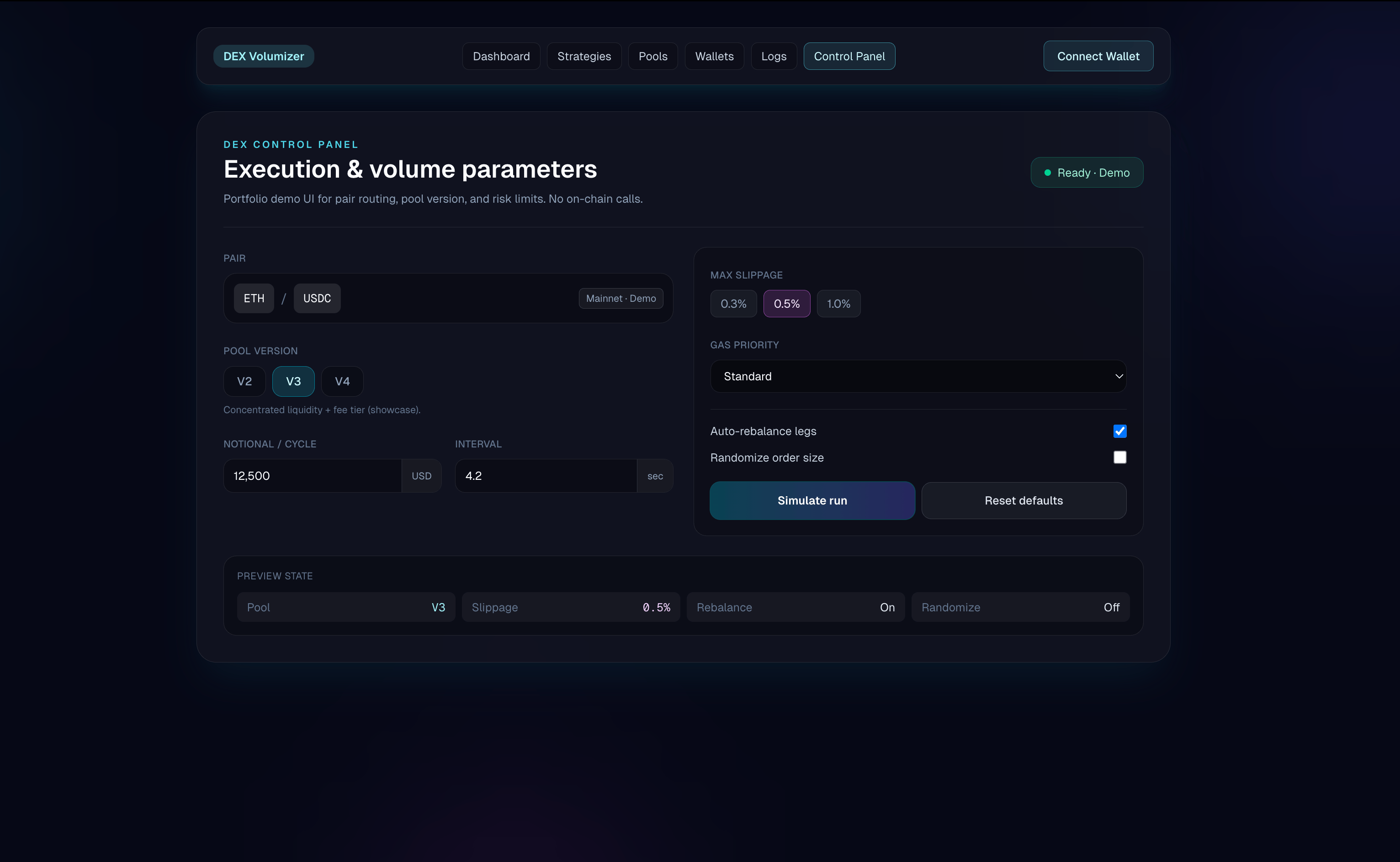 DEX Volumizer - DeFi Dashboard preview