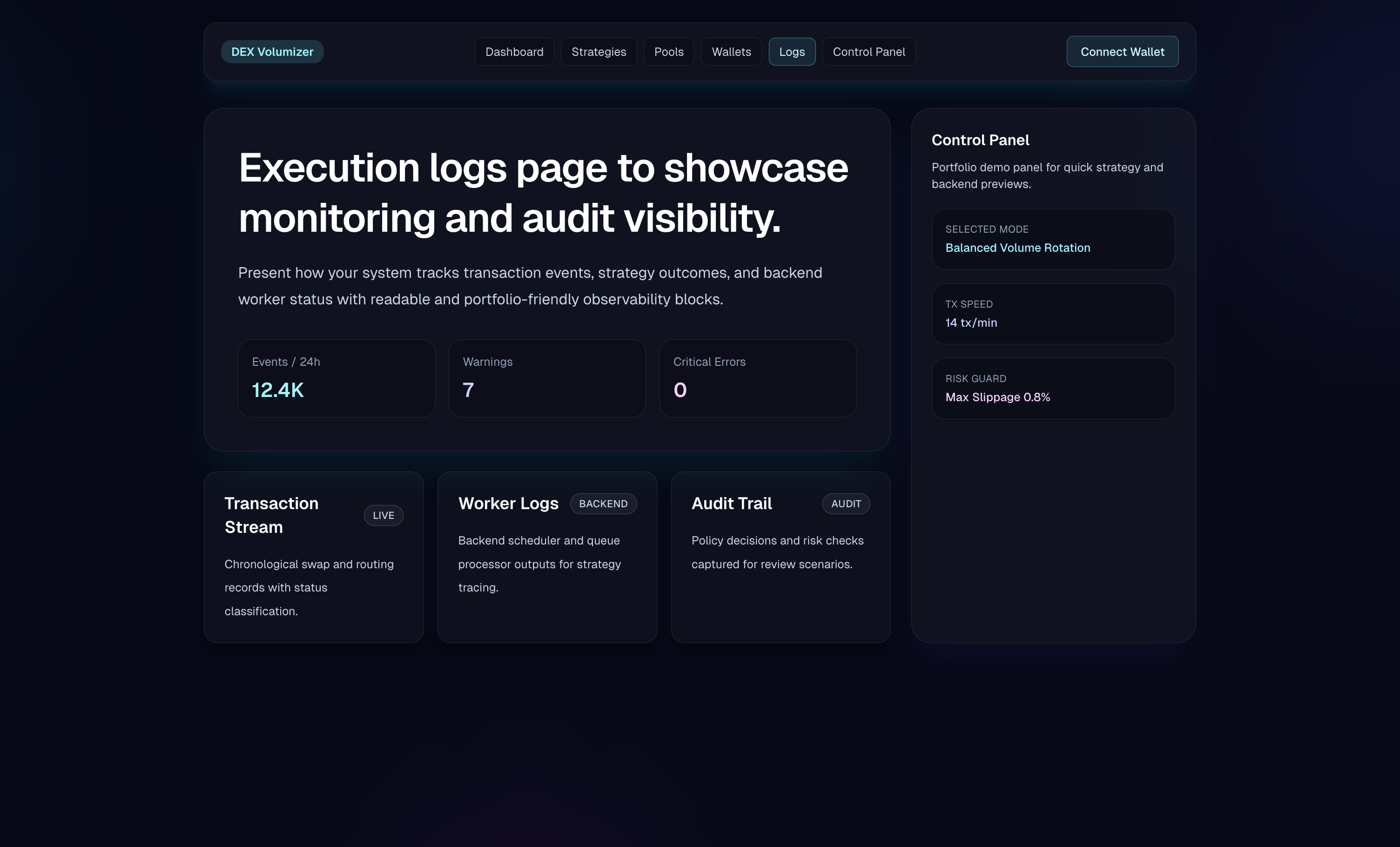 DEX Volumizer - DeFi Dashboard — screenshot 2 of 6