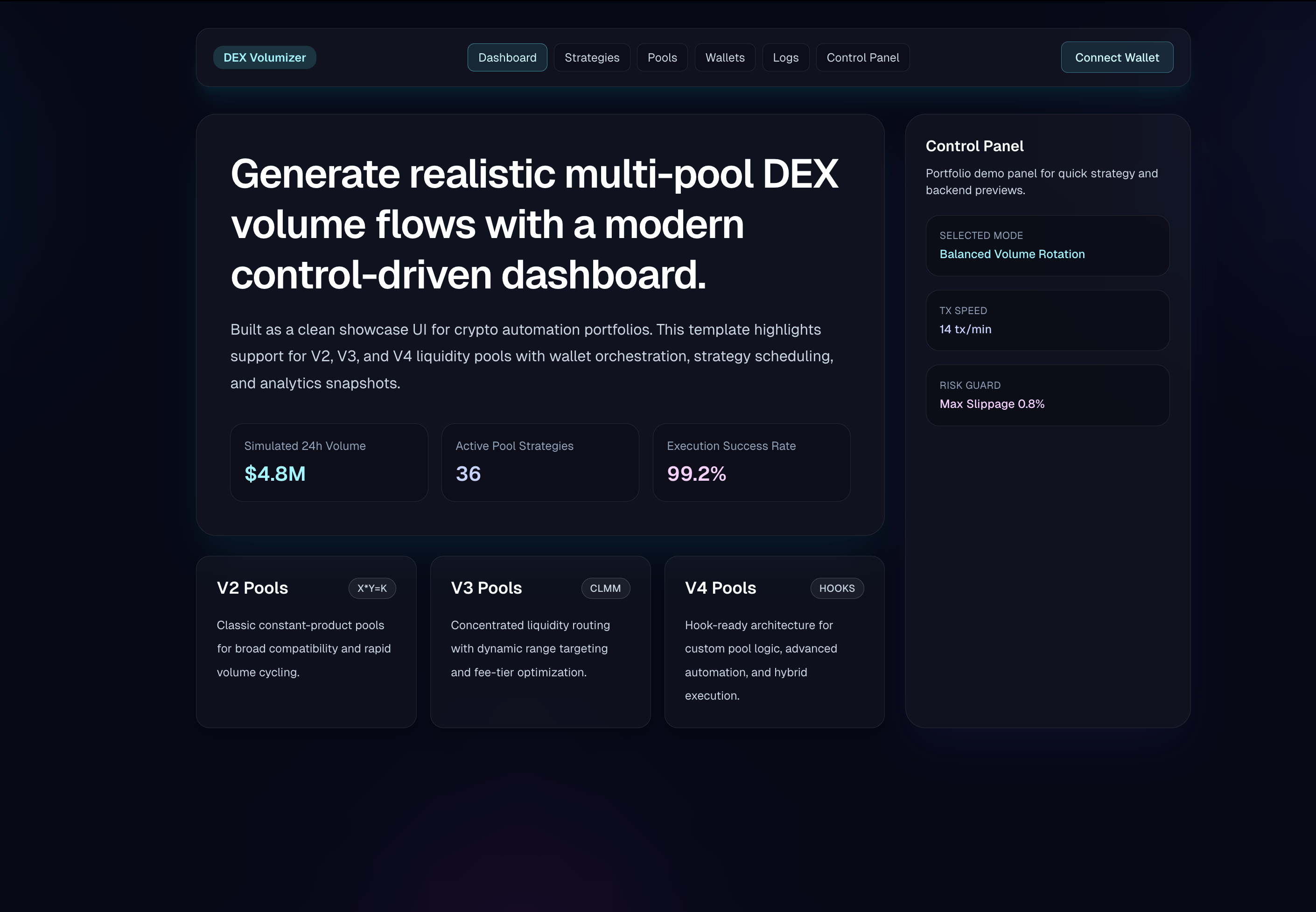 DEX Volumizer - DeFi Dashboard — screenshot 6 of 6